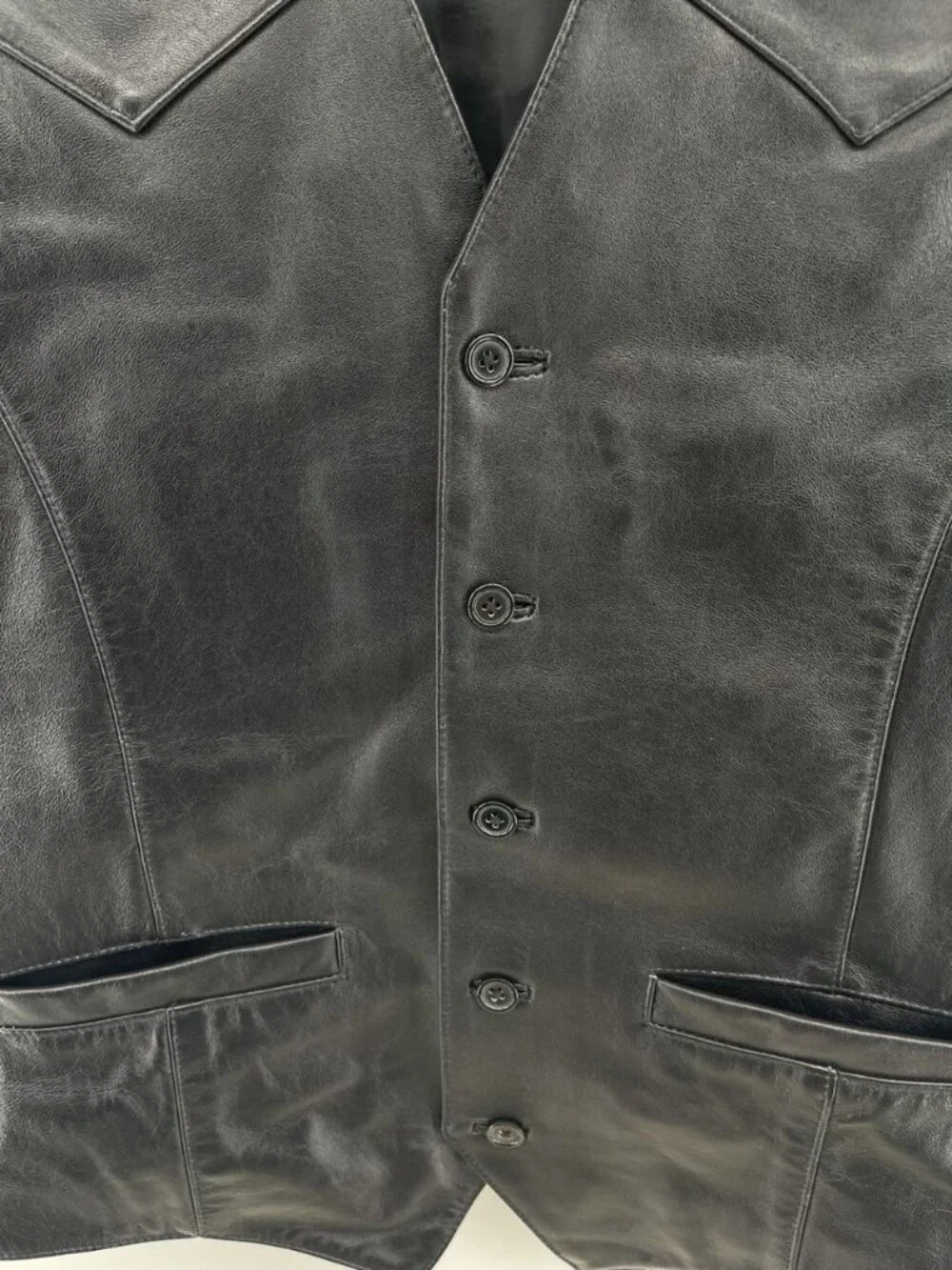 Cripple Creek Men's Black 100% Leather Western Cowboy Rodeo Vest Small Bikercore